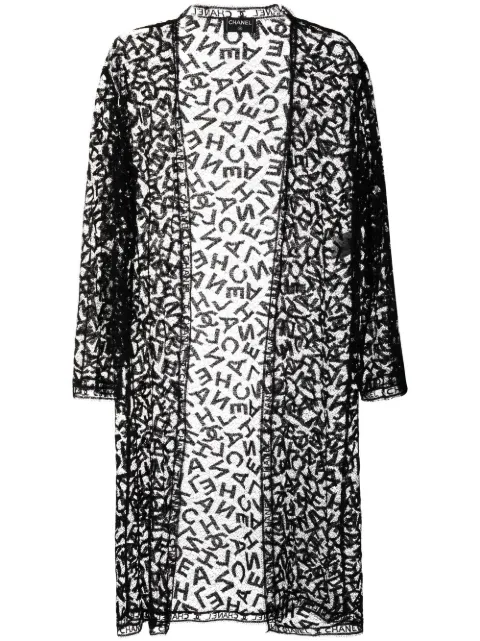 CHANEL Pre-Owned 1990s logo-embroidered lace cardigan