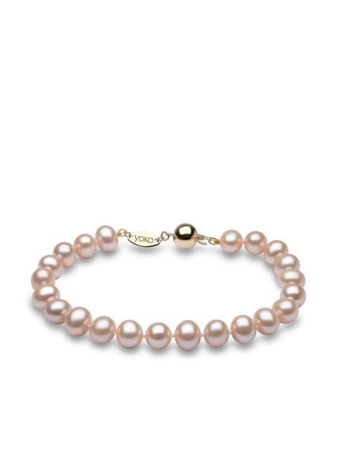 Yoko London 18kt yellow gold Classic 7mm pink freshwater pearl bracelet