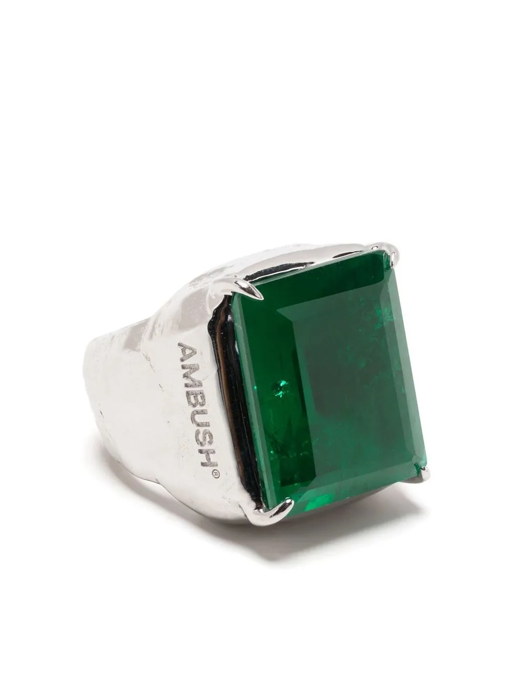 

AMBUSH square-cut stone ring - Silver