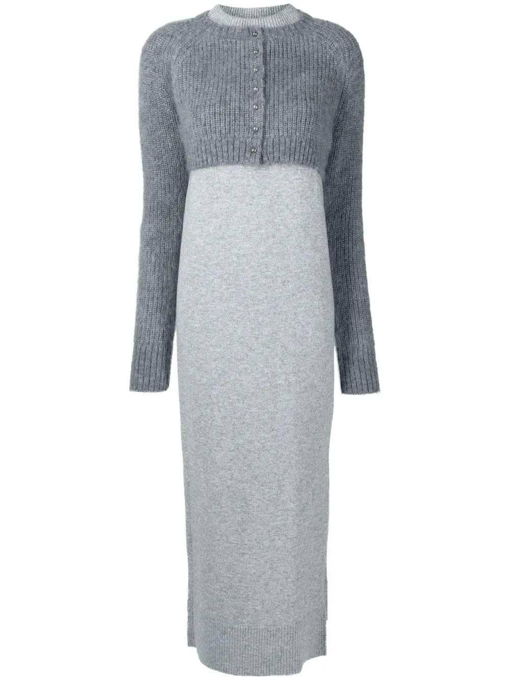 

sacai layered knitted dress - Grey