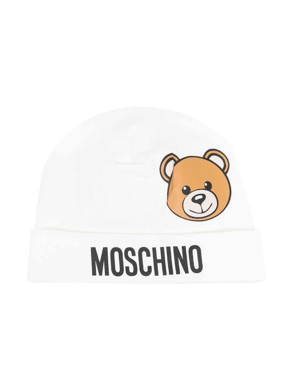 

Moschino Kids gorro de tejido fino con logo estampado - Blanco