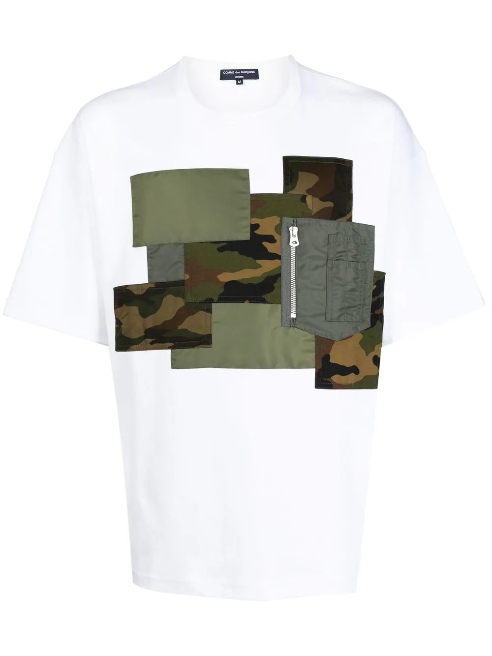 

Comme Des Garçons Homme playera con panel estampado militar - Blanco