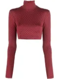 AMBUSH checkerboard print cropped long sleeve shirt - Red