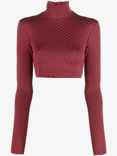 AMBUSH checkerboard print cropped long sleeve shirt