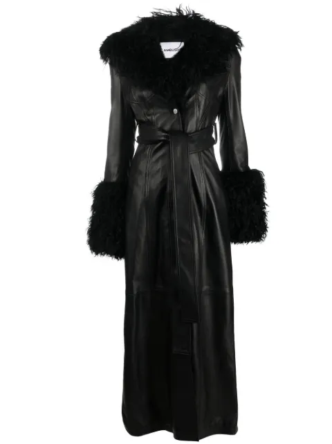 AMBUSH shearling-trim leather coat