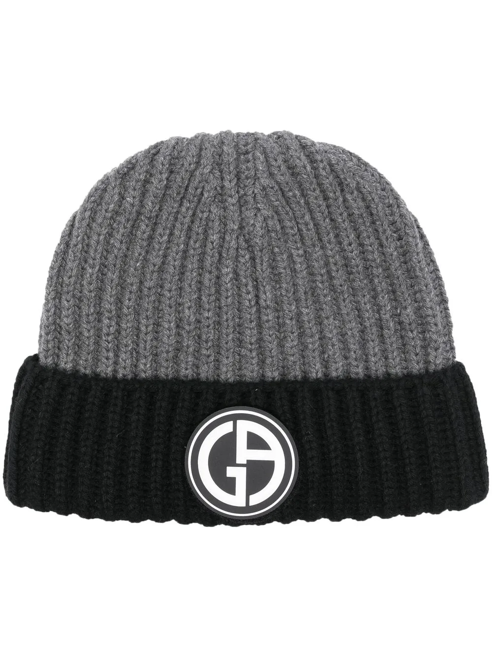 

Giorgio Armani gorro tejido con parche del logo - Gris