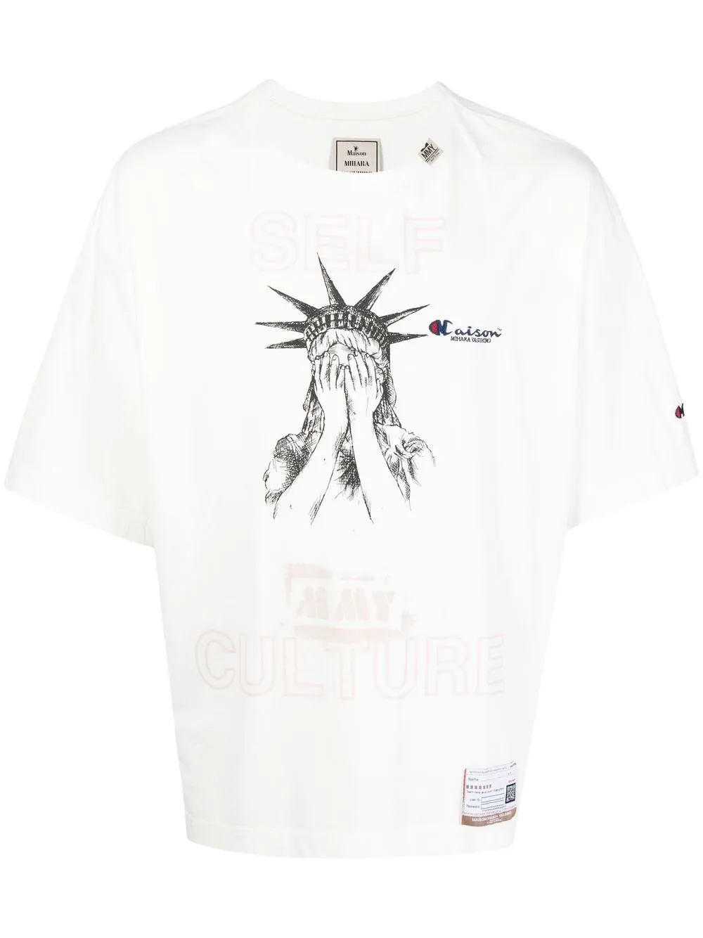 

Maison Mihara Yasuhiro playera con estampado gráfico - Blanco
