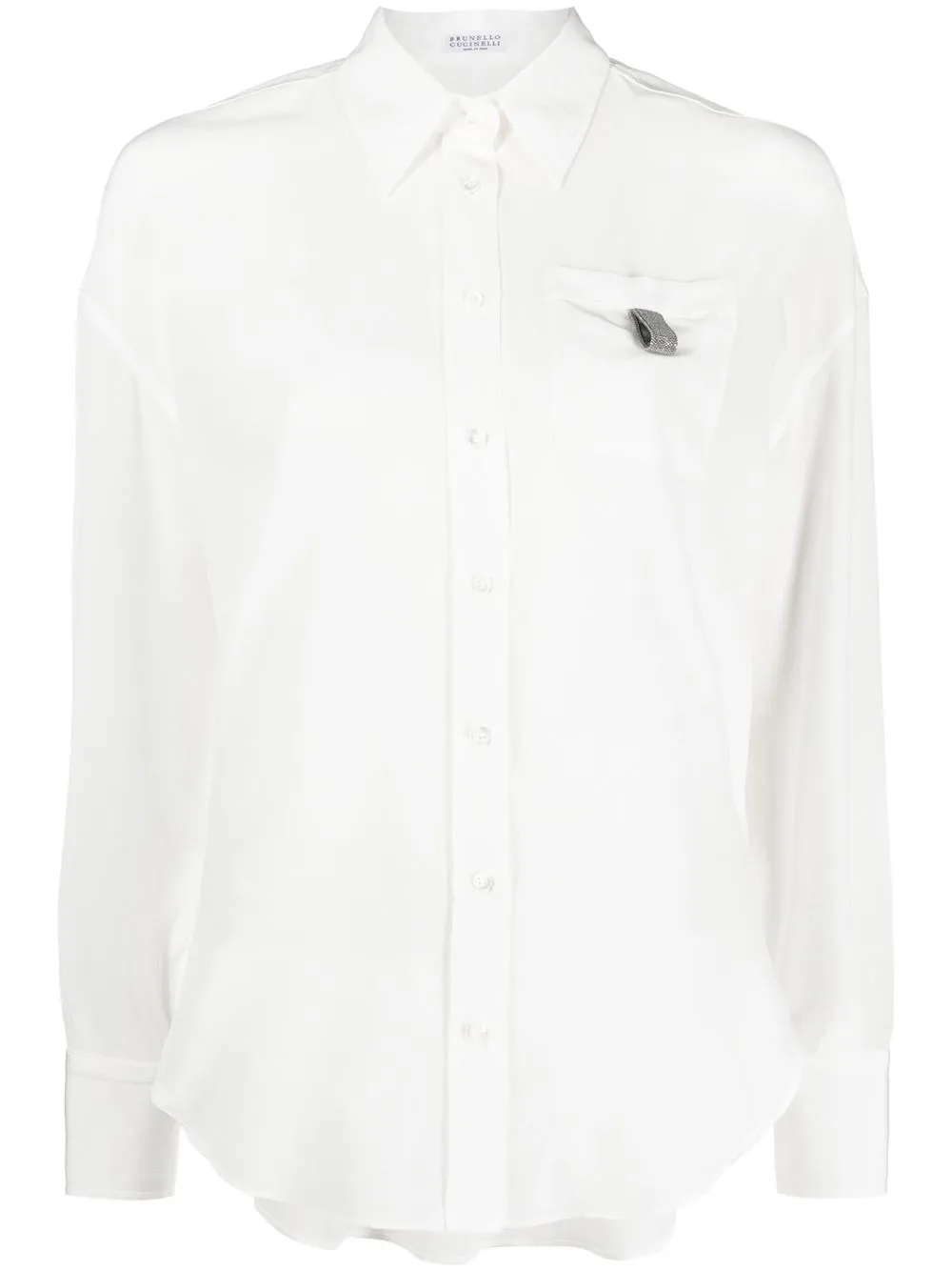 

Brunello Cucinelli camisa con botones y detalle de clip - Blanco