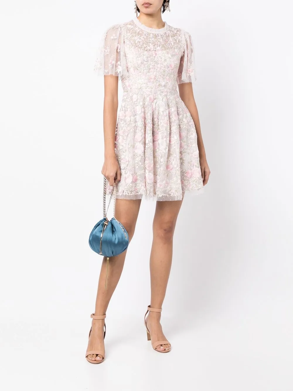 Needle & Thread Jurk met geborduurde bloemen - Roze