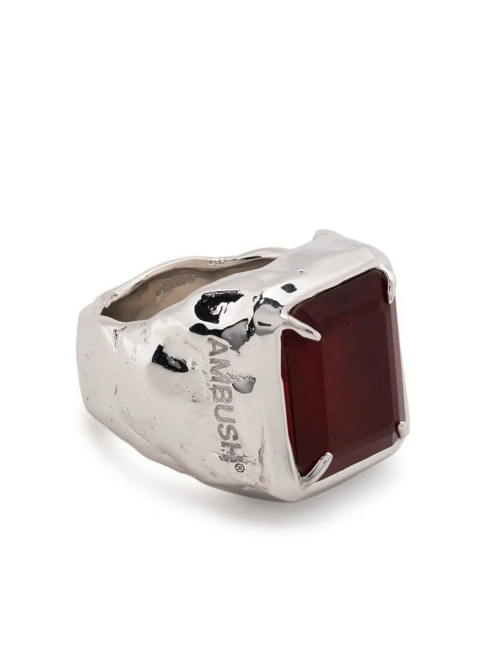 

AMBUSH square-cut stone ring - Silver