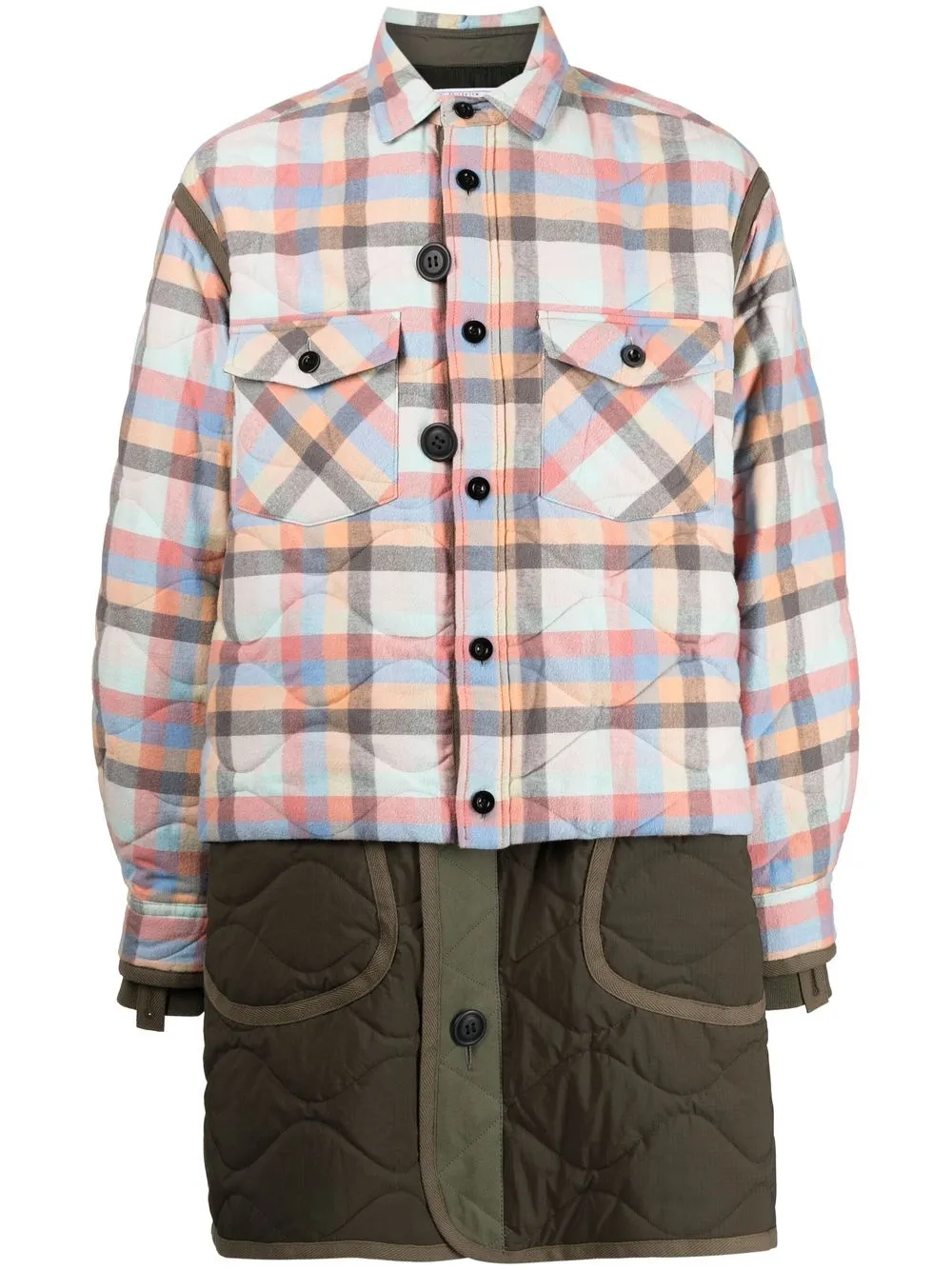 

sacai check-print panelled jacket - Multicolour