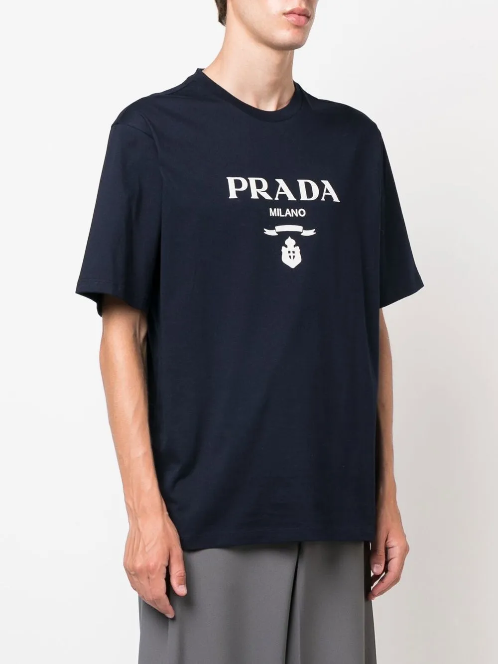 Prada Logo Print Short Sleeved T Shirt Farfetch