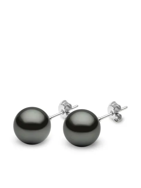 Yoko London 18kt white gold Classic 11mm Tahitian pearl stud earrings