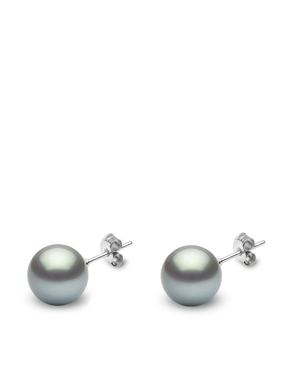 Yoko London 18kt white gold Classic 11mm grey Tahitian pearl stud earrings - Silver