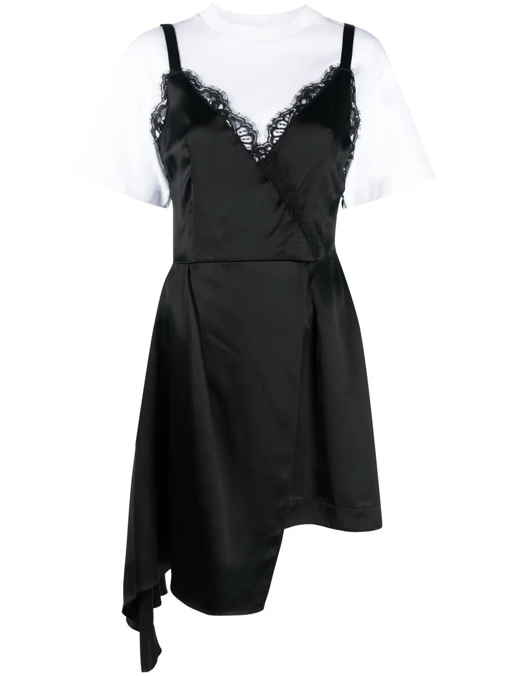 

Alexander McQueen vestido a capas con ribete de encaje - Negro