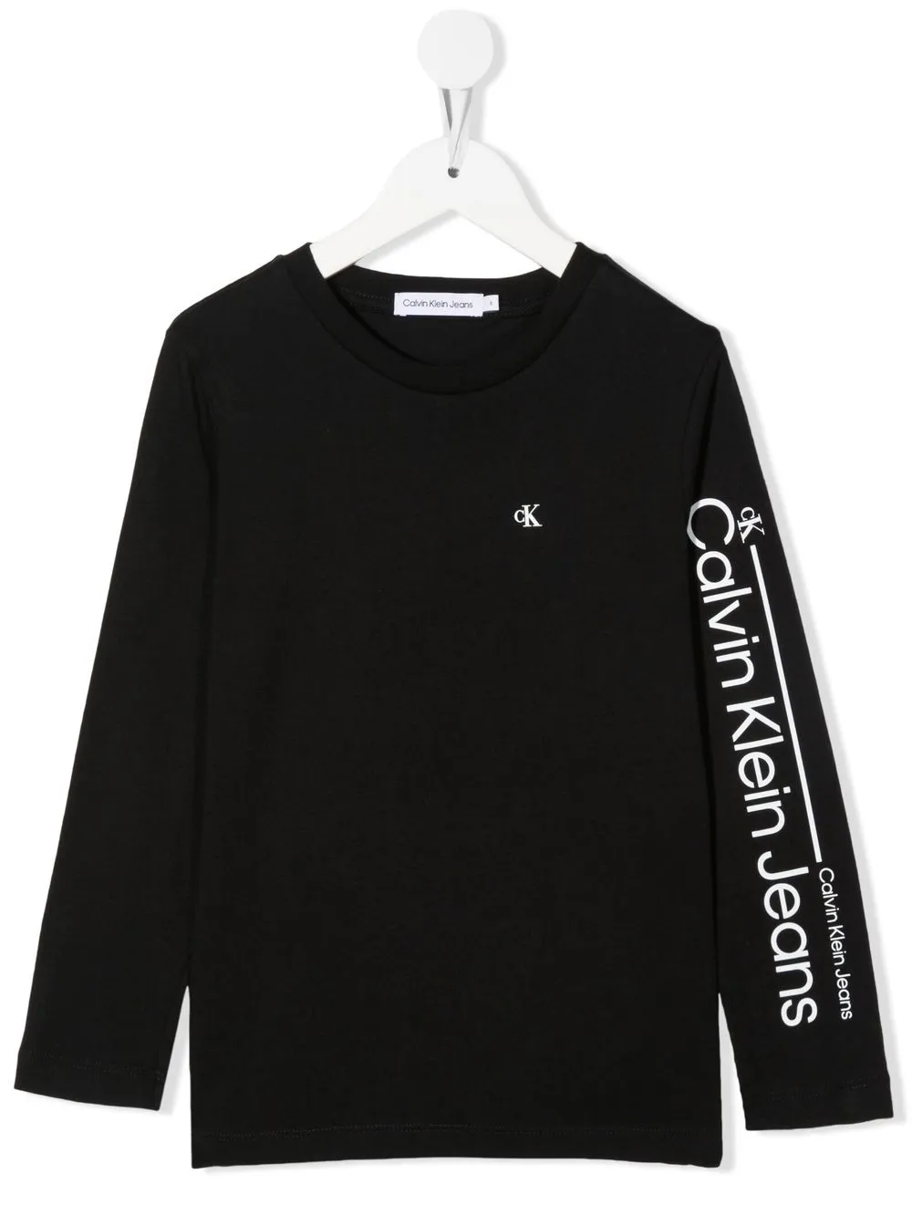 

Calvin Klein Kids playera manga larga con logo estampado - Negro