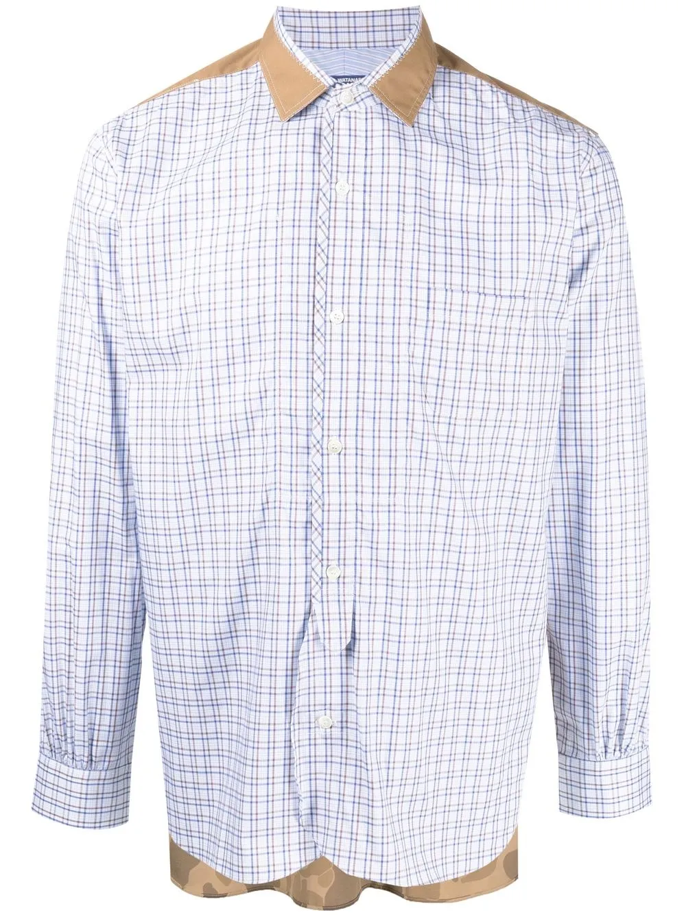 

Junya Watanabe MAN camisa manga larga con rayas estampadas - Azul