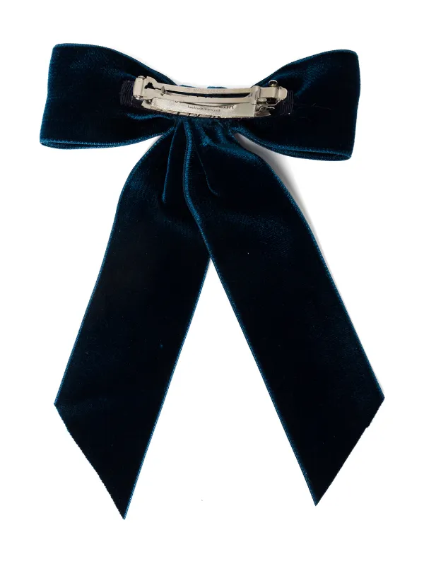 Jennifer Behr Prussian Blue Velvet Hair Bow Wide Barette Jennifer Behr Prussian Blue Velvet Hair Bow Wide Barette  main image 2