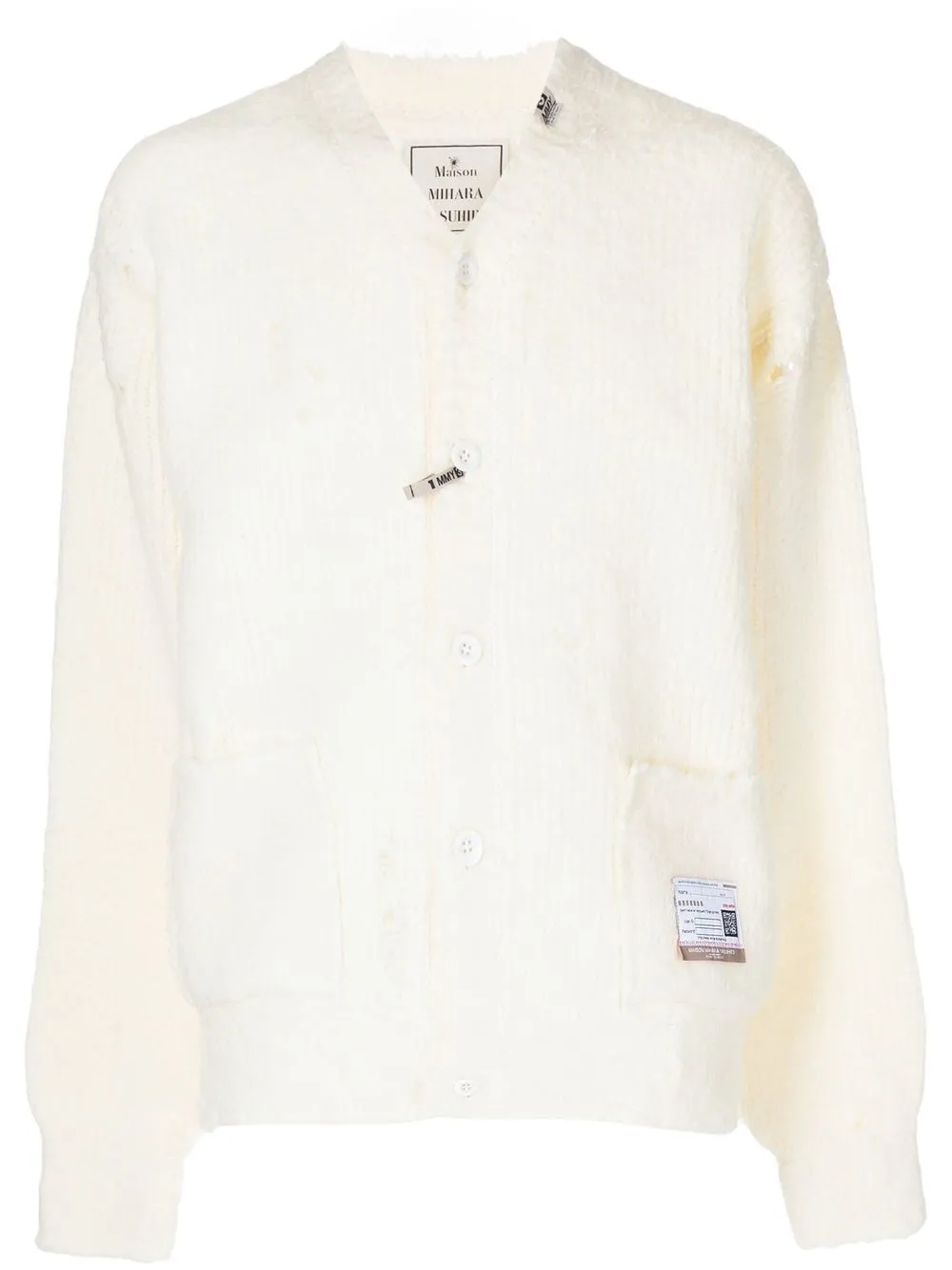 

Maison Mihara Yasuhiro distressed wool-blend cardigan - White