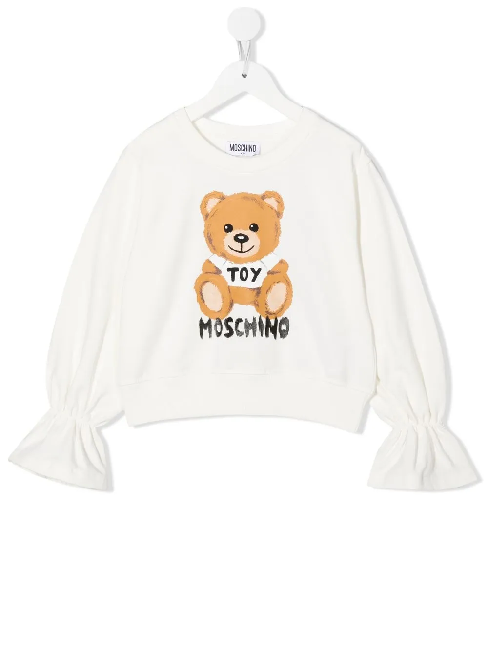 

Moschino Kids logo-print flounce-sleeve sweatshirt - White