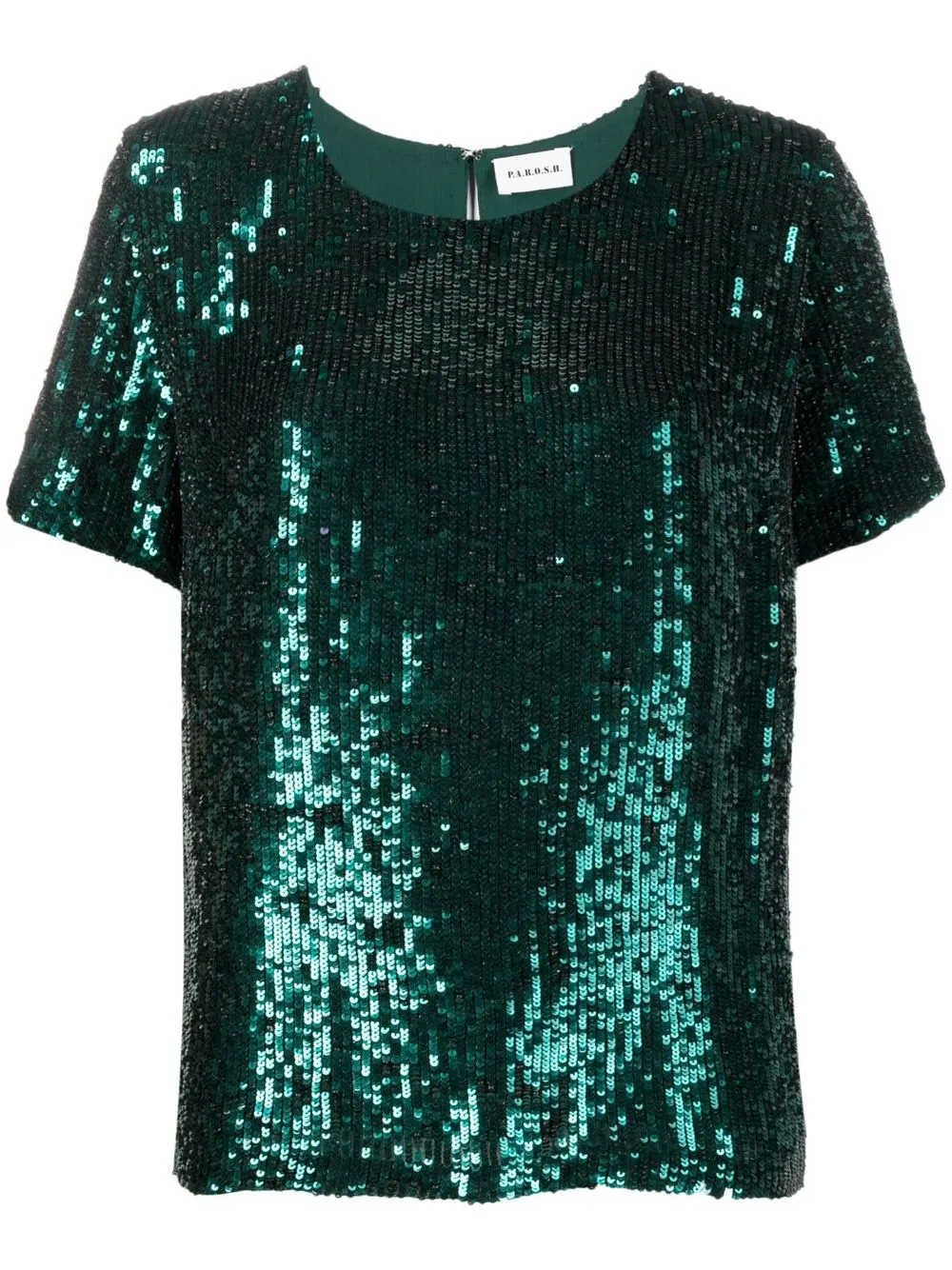 

P.A.R.O.S.H. sequin-embellished short-sleeve blouse - Green