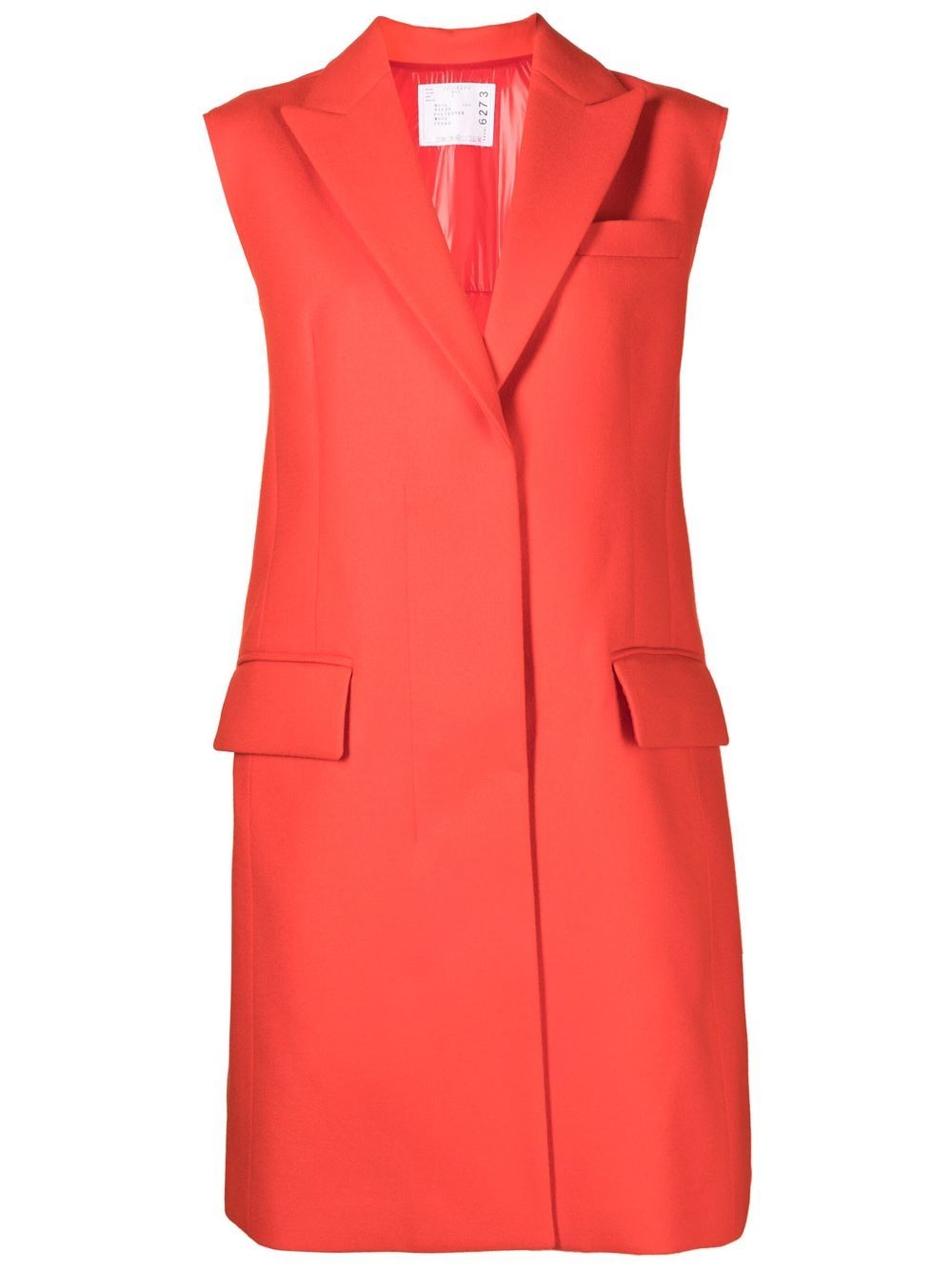 sacai single-breasted sleeveless coat - Orange