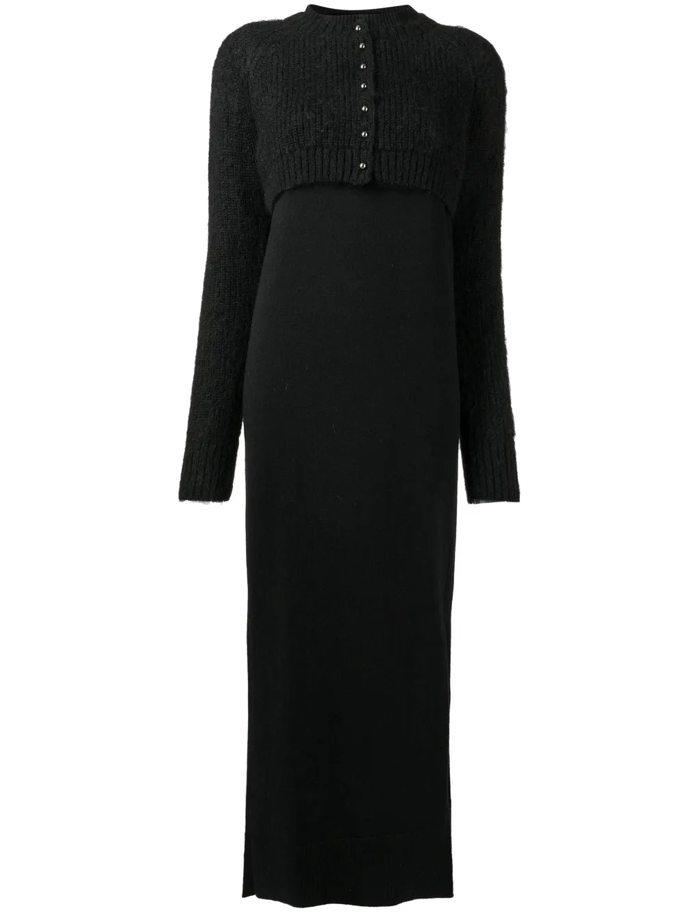 

sacai knitted cardigan dress - Black