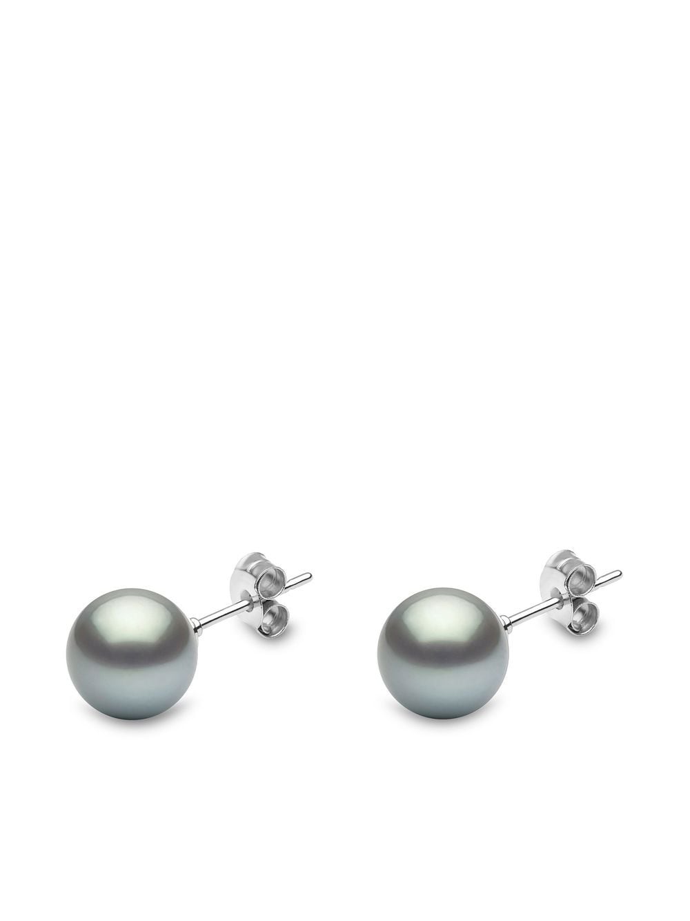 Image 1 of Yoko London 18kt white gold Classic 9mm grey Tahitian pearl stud earrings