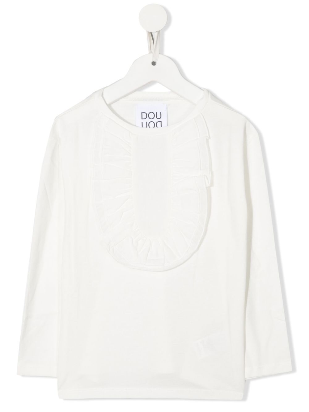 Douuod Kids frill-detail long-sleeve T-shirt - Neutrals