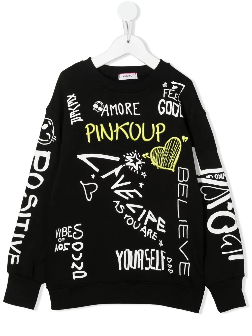 

Pinko Kids sudadera con estampado de grafiti - Negro