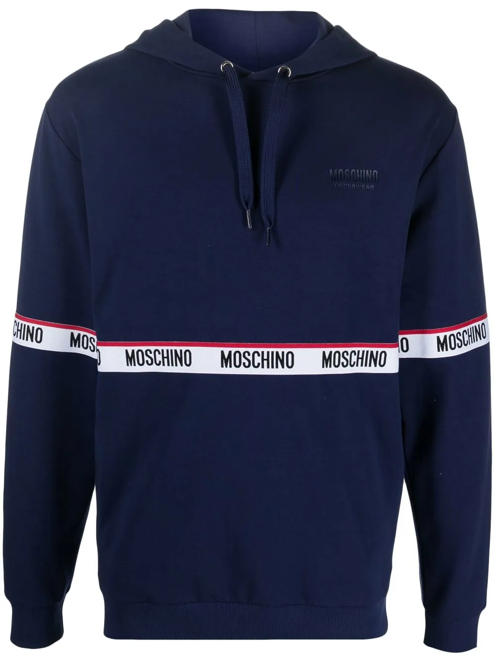 

Moschino logo-tape cotton hoodie - Blue