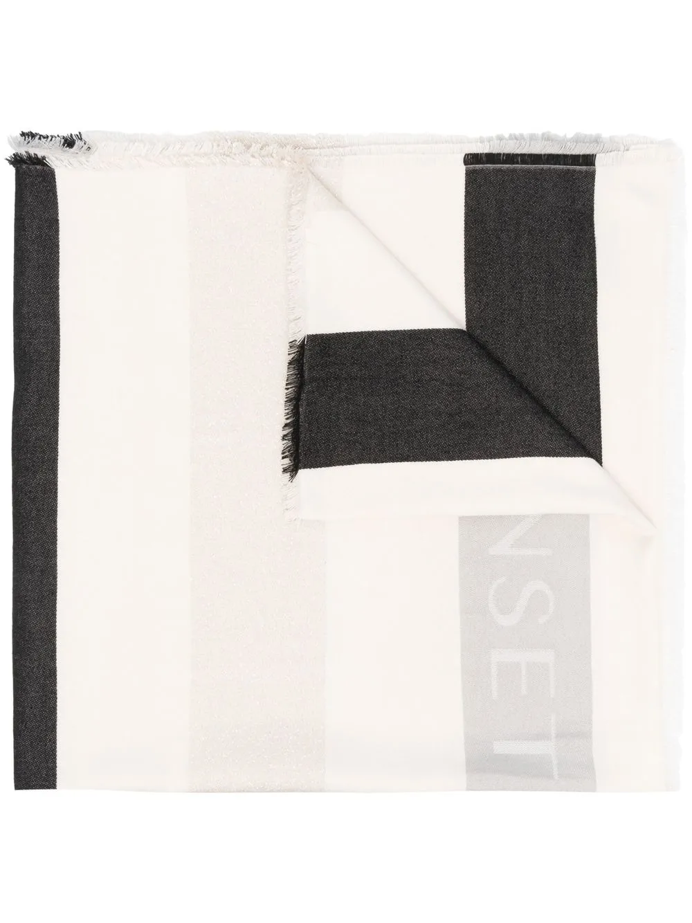 

TWINSET logo embroidered striped scarf - White