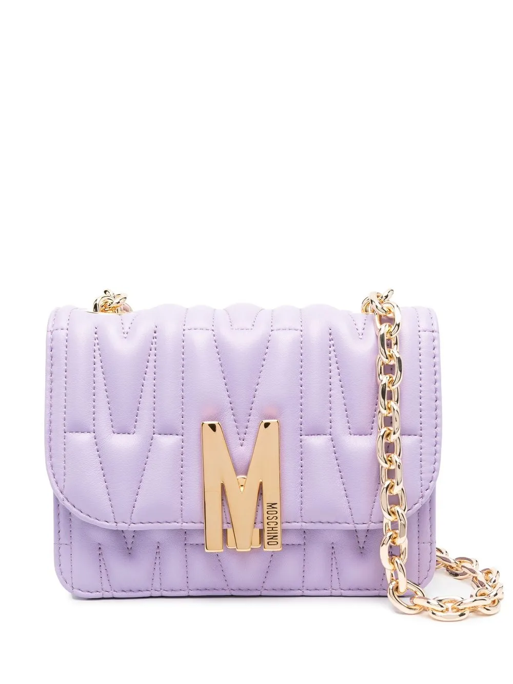 

Moschino bolsa satchel capitonada con placa del logo - Morado