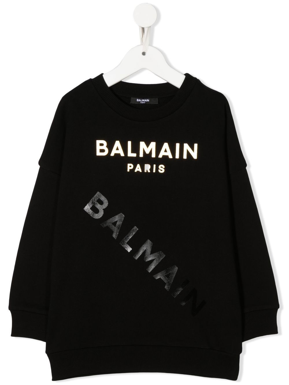 Balmain Kids logo-print crew neck sweatshirt - Black