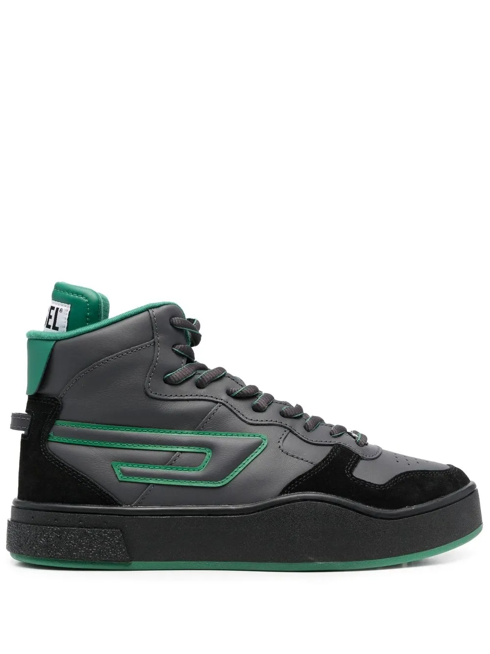 

Diesel tenis altos con parche del logo - Gris