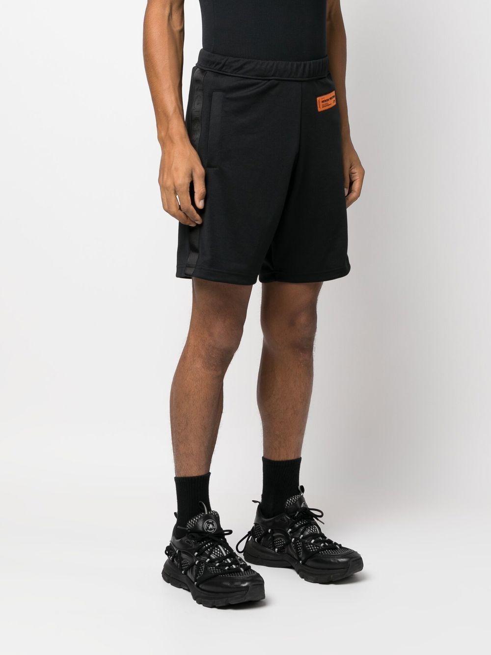 Shop Heron Preston Logo-patch Track-shorts In Black