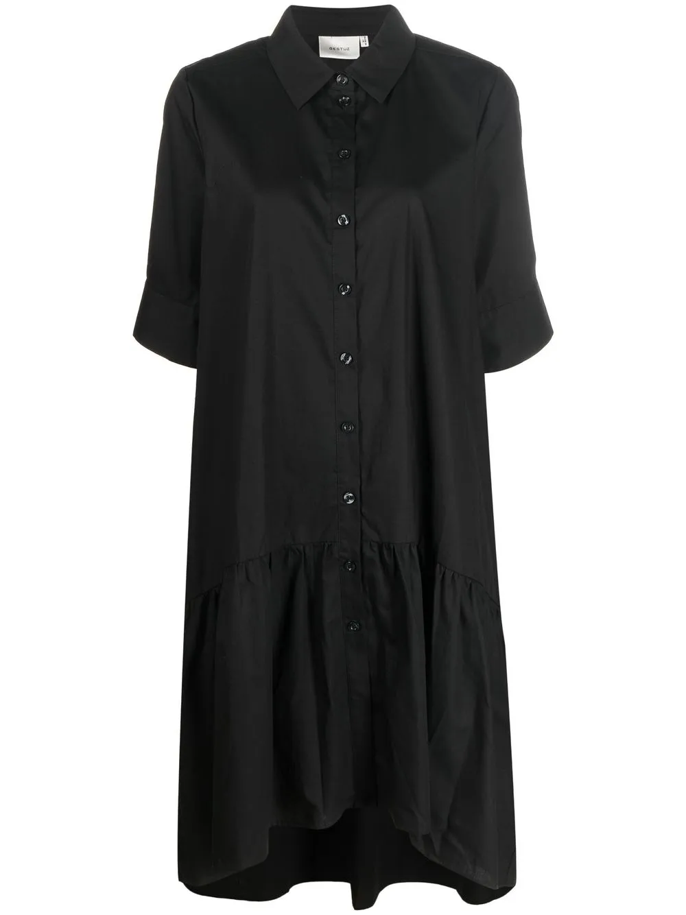 

Gestuz vestido camisero con pliegues - Negro