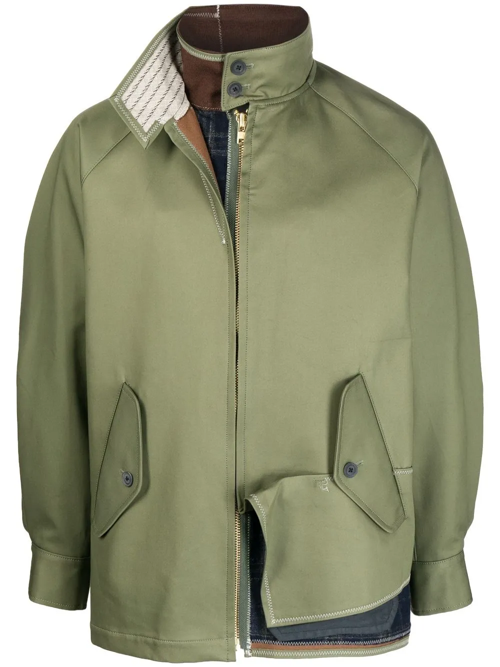 

Kolor layered-detail zipped-up jacket - Green