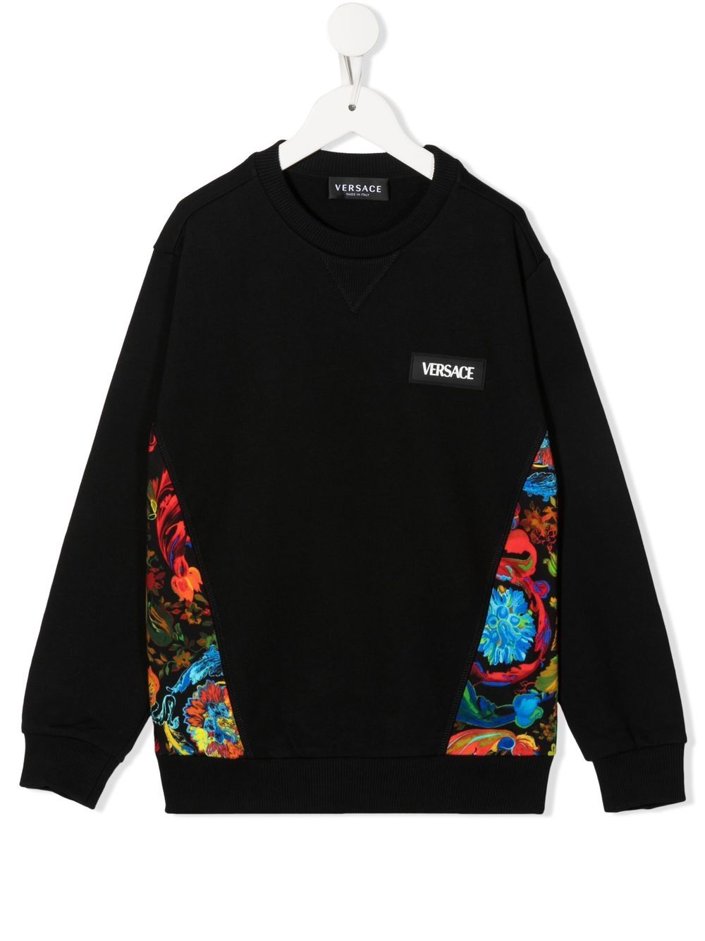 Versace Kids logo-patch cotton sweatshirt - Black