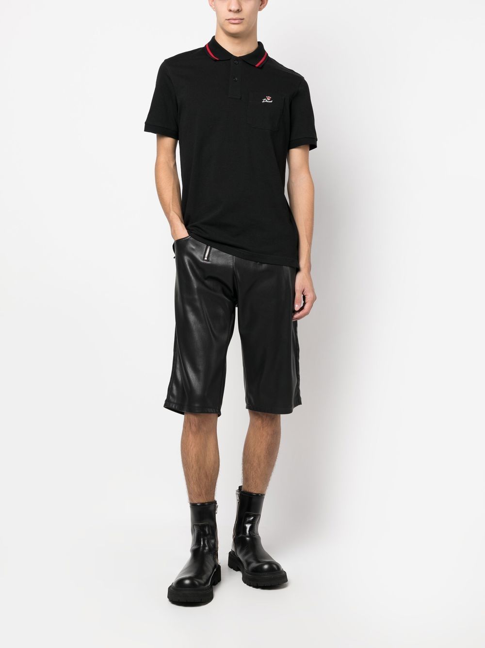 Shop Diesel Embroidered-logo Polo Shirt In Black