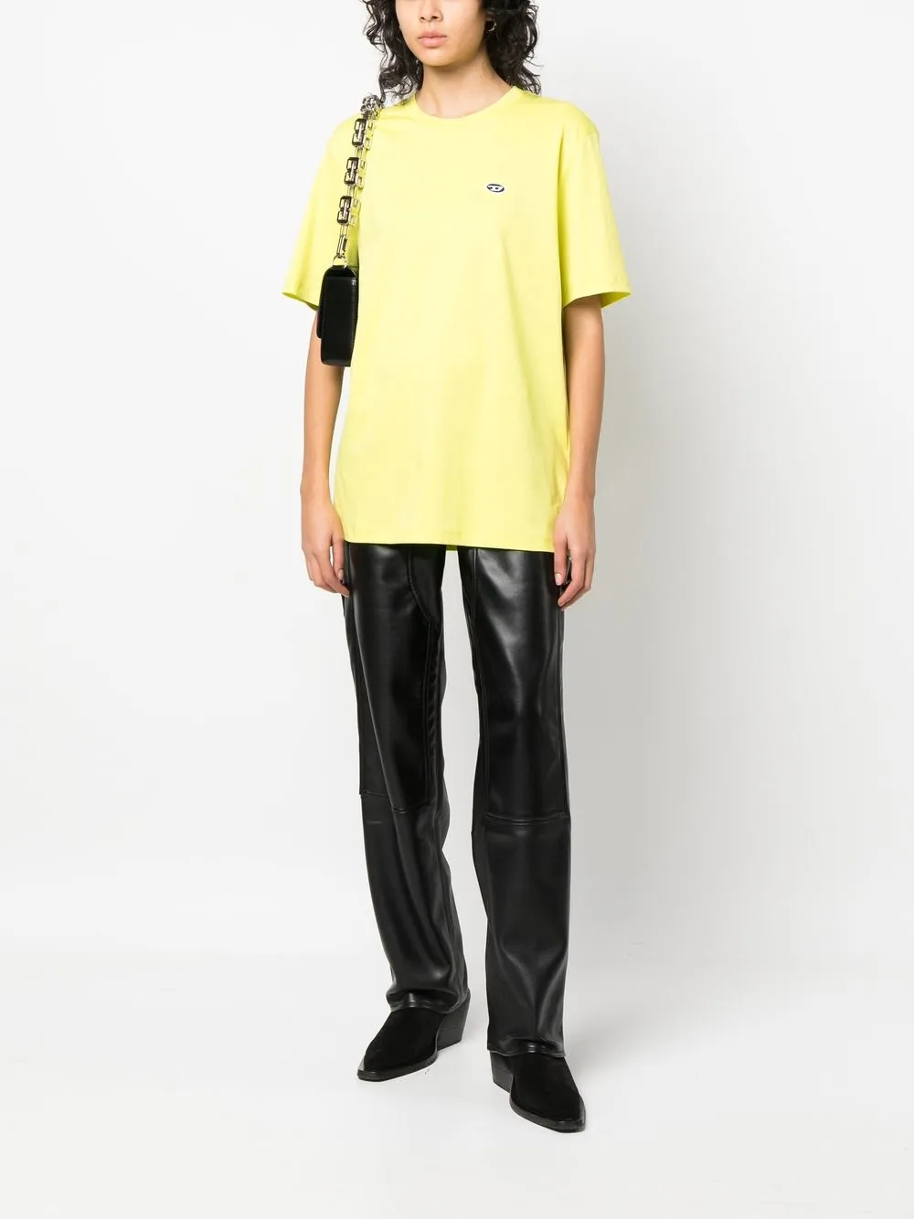 Diesel Embroidered-logo Cotton T-shirt In Yellow