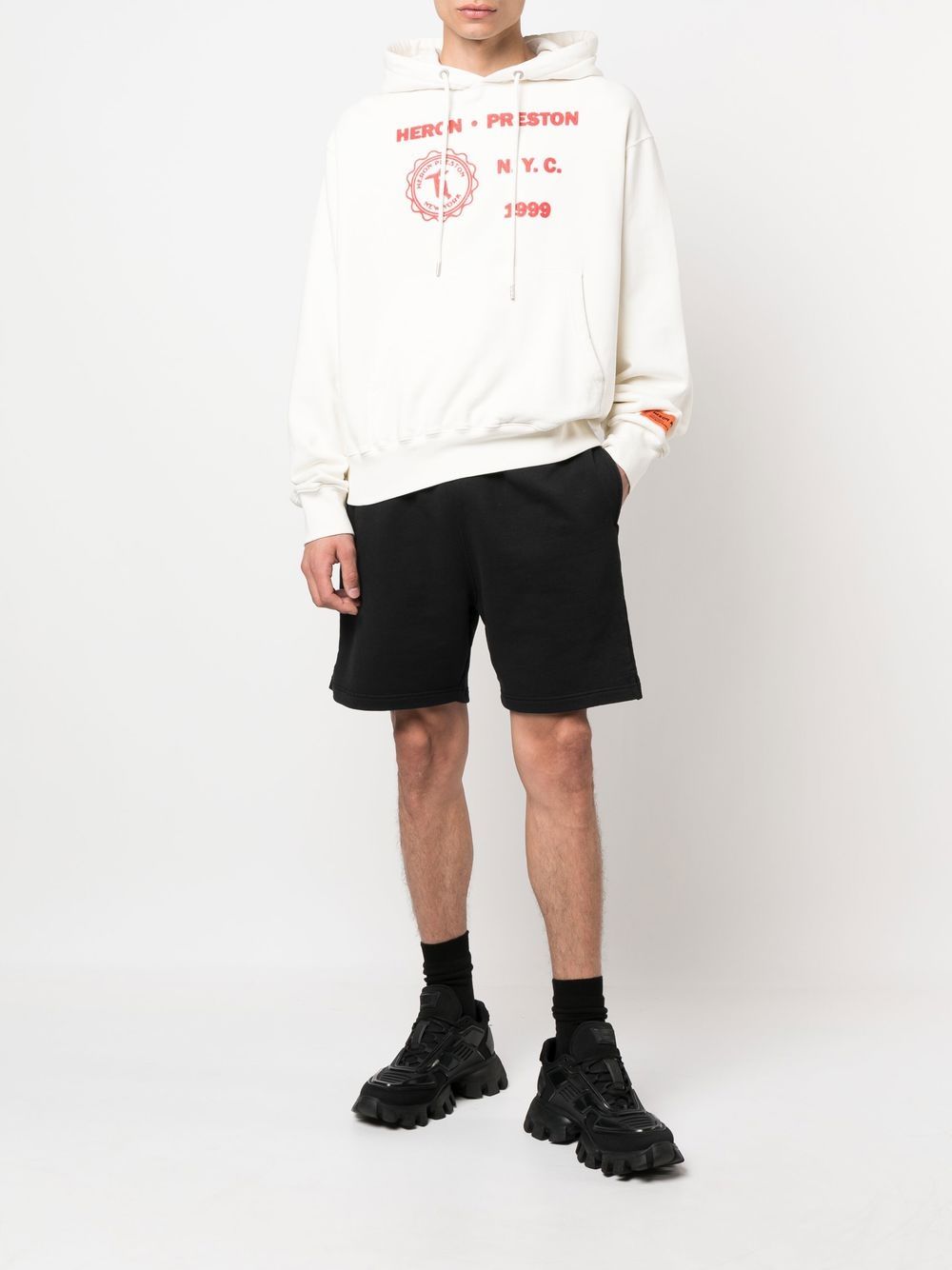 Heron Preston logo-patch Cotton Shorts - Farfetch