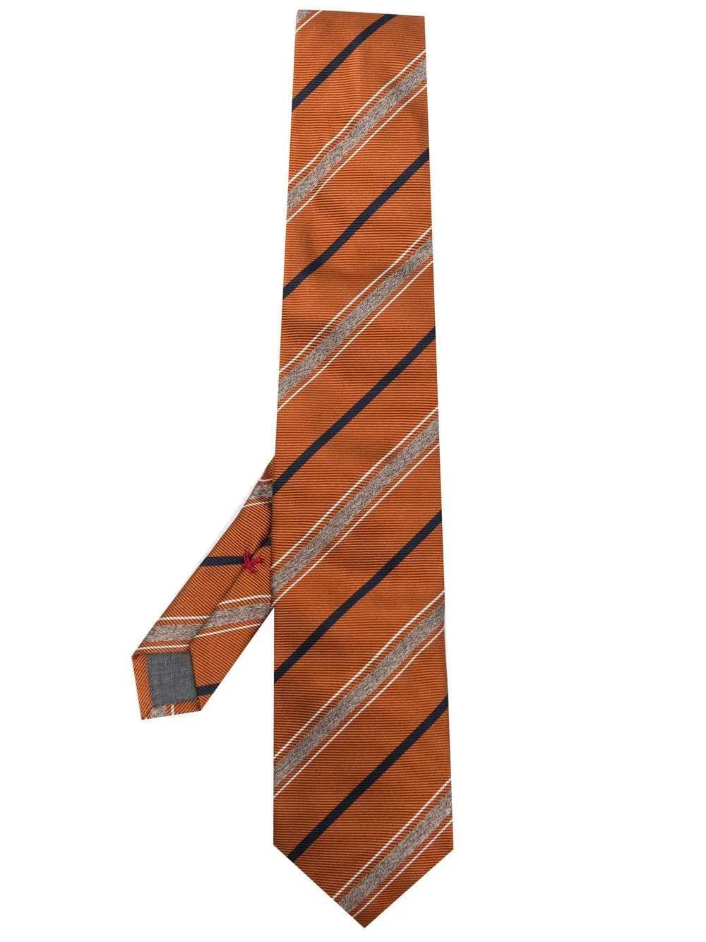 

Brunello Cucinelli corbata de seda con rayas estampadas - Naranja