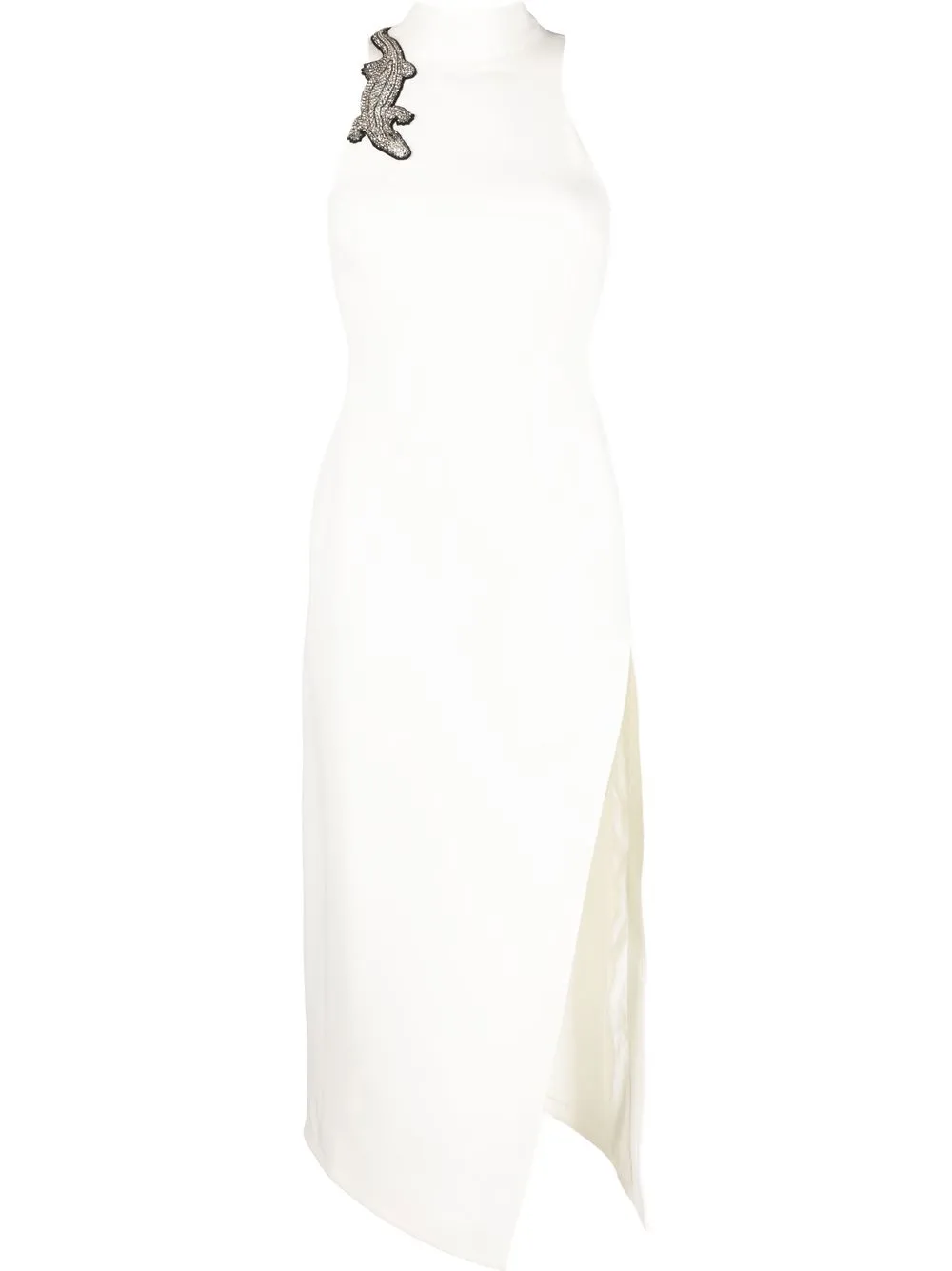 

David Koma vestido midi sin mangas con detalles de cristal - Blanco
