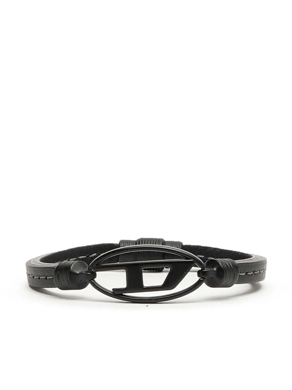 

Diesel logo-plaque leather bracelet - Black