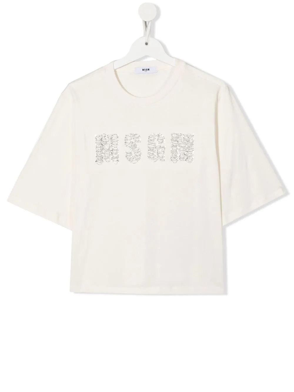 

MSGM Kids TEEN crystal logo cotton T-shirt - Neutrals