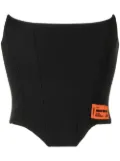 Heron Preston logo-patch strapless corset top - Black