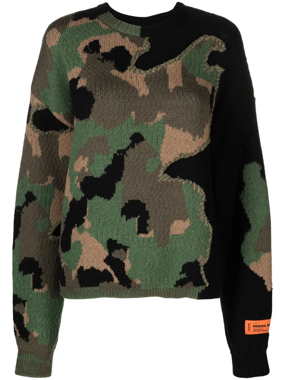 

Heron Preston suéter con estampado militar y paneles - Verde