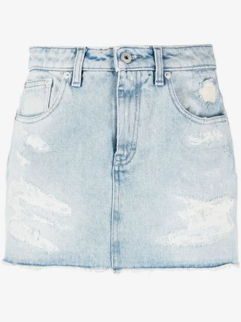 Heron Preston distressed denim skirt