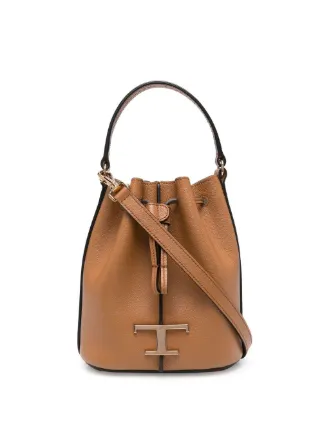 TOD'S★レザー 巾着 バケット バッグ ショルダー ロゴチャーム Tod's ロゴチャーム バケットバッグ | ブラック | FARFETCH JP